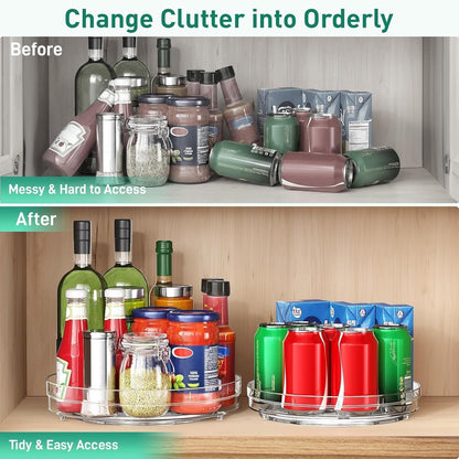 Set of Two 9.5-Inch Non-Skid Lazy Susan Organizers for Cabinet Use