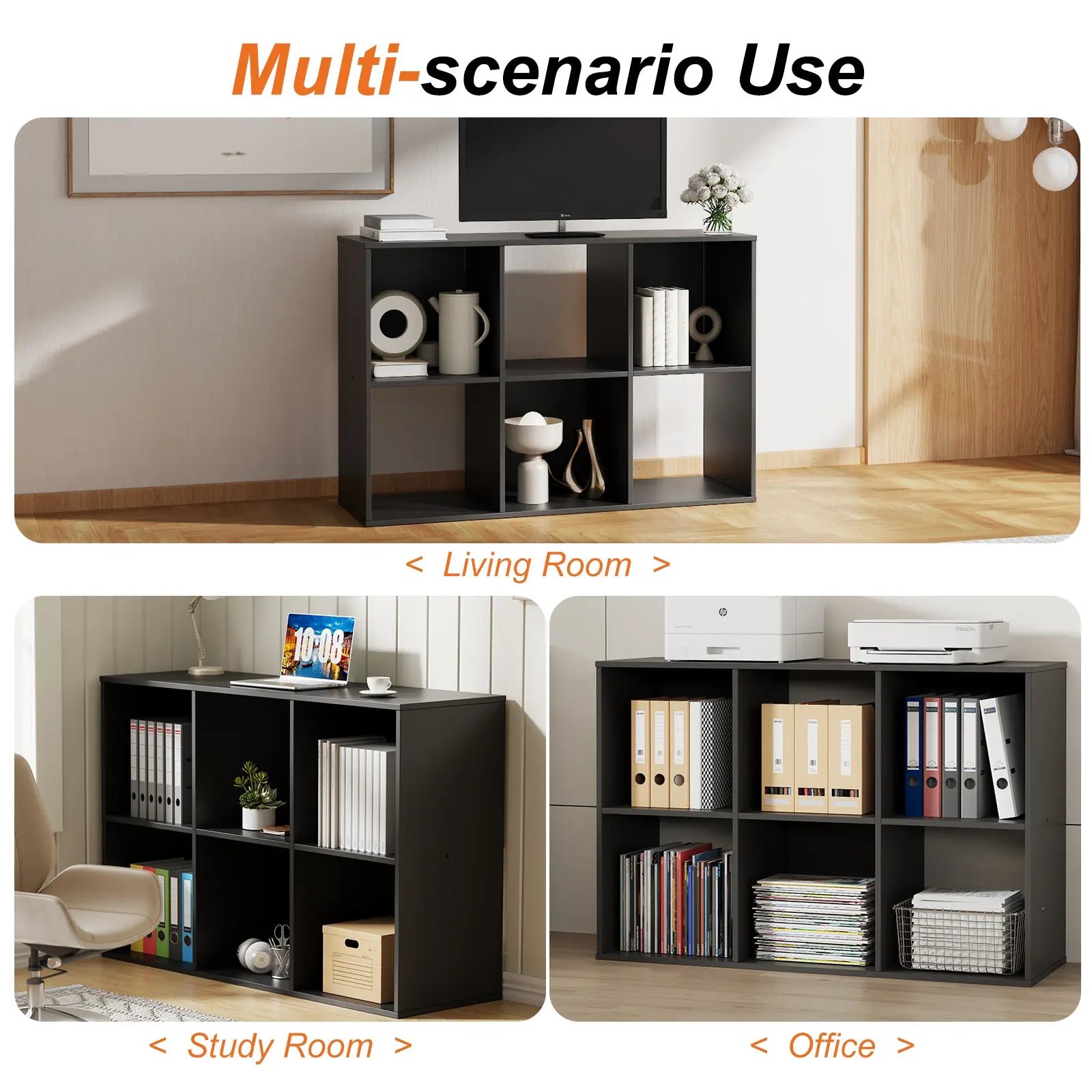 Cube Storage Organizer, Open Cube Bookshelf with Removable Back Panels, Stackable Display Bookcase for Living Room, Bedroom, Entryway