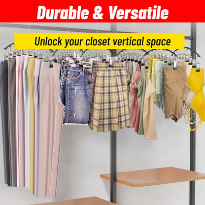 Curved Shape Hanger,10/Pcs Metal Yoga Pants Hanger, Home Organizer for Closet, Pants Hanger with 10Clothespins, Space Saving Hanging Hanger