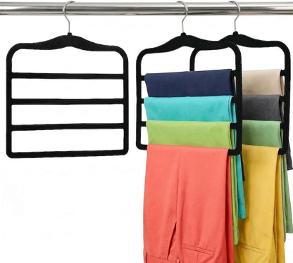 2-Pack Velvet Pants Hangers - Space Saving Multi-Layer Non-Slip Closet Organizers for Jeans, Trousers & Scarves - Ideal Dorm Room Storage Solution for Small Spaces
