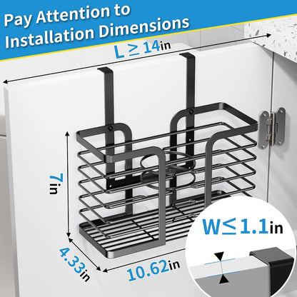 3-In-1 Adjustable Hair Dryer Holder and Tool Organizer for Wall Mounting or Cabinet Doors - Compatible with Flat Irons, Curling Irons, and Hair Straighteners