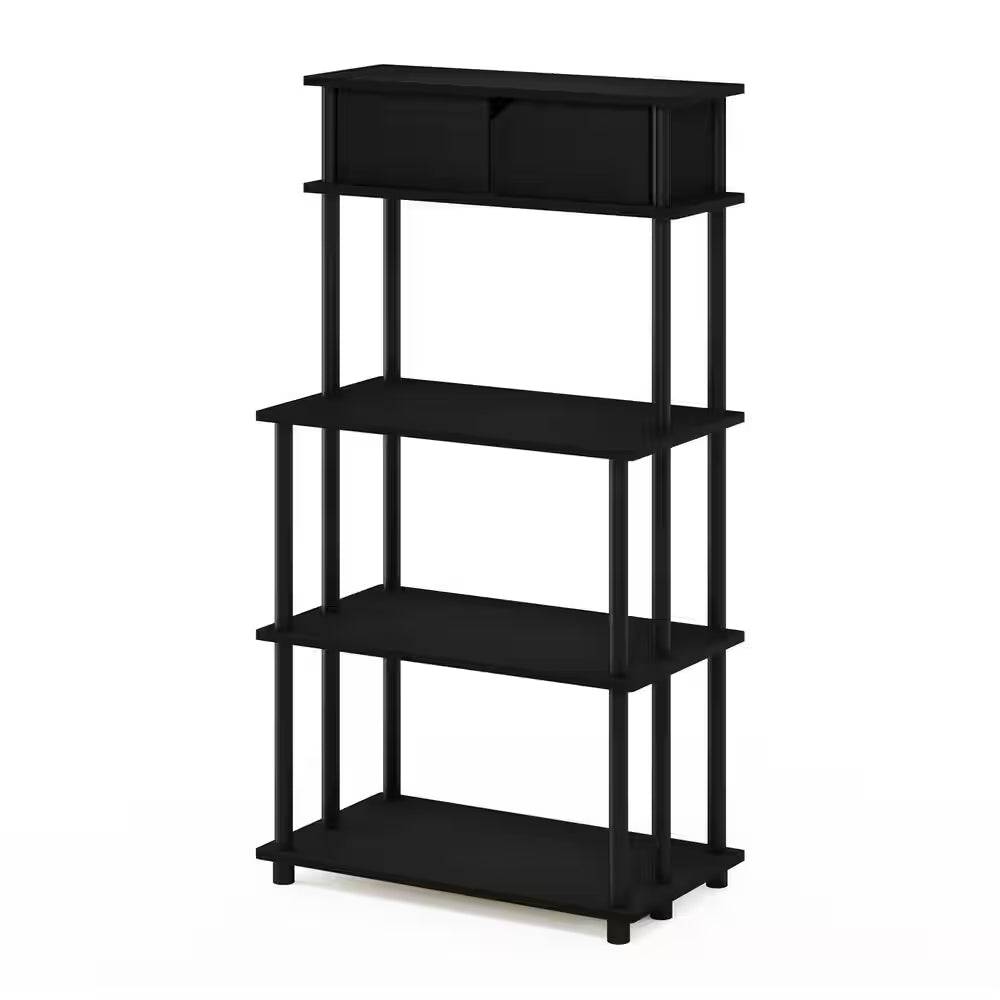 Turn-N-Tube Americano and Black Storage Shelf with Upper Cabinet