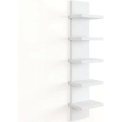 5-Tier MDF Wall Mount Floating Shelf Unit - Decorative Vertical Storage Organizer for Kitchen, Bedroom, Room Decor, Home Decor Items (Black)