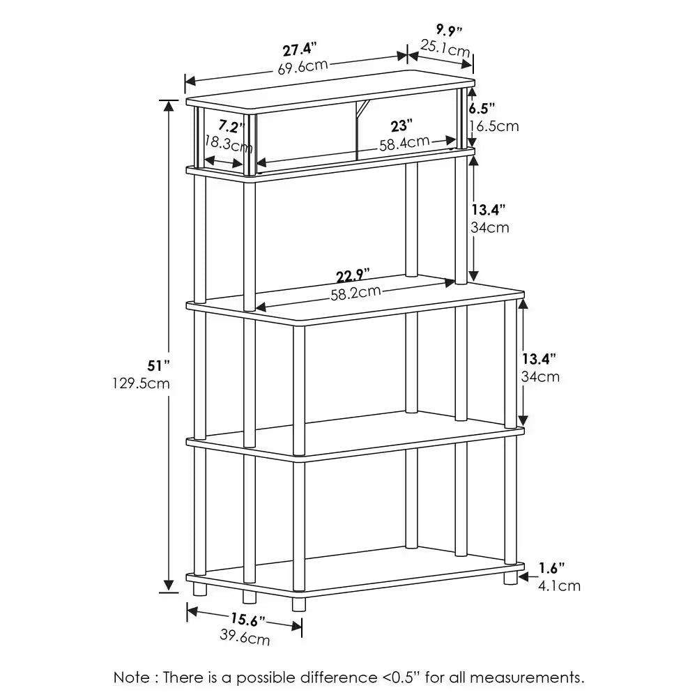 Turn-N-Tube Americano and Black Storage Shelf with Upper Cabinet