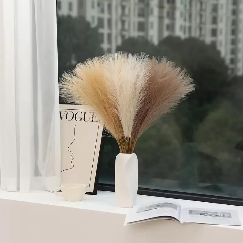 14Pcs Artificial Pampas Grass, Tall Faux Fur Grass, Large Fake Bouquet Branches, Floor Vase Fillers, Bohemian Decor for Home Kitchen, Fake Floral Decor, Artificial Plants