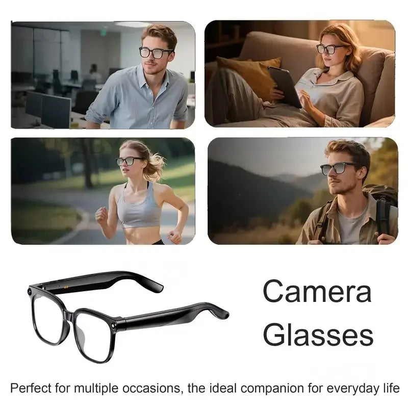 2026 New Wireless Wearable AI Smart Eyewear - 8MP Camera, Photo & Video Recording, Open-Ear HD Audio, Bluetooth Calls & Music, UV Protection, Multi-Language Translation, Button Control, Cool Tech Gadgets for Travel