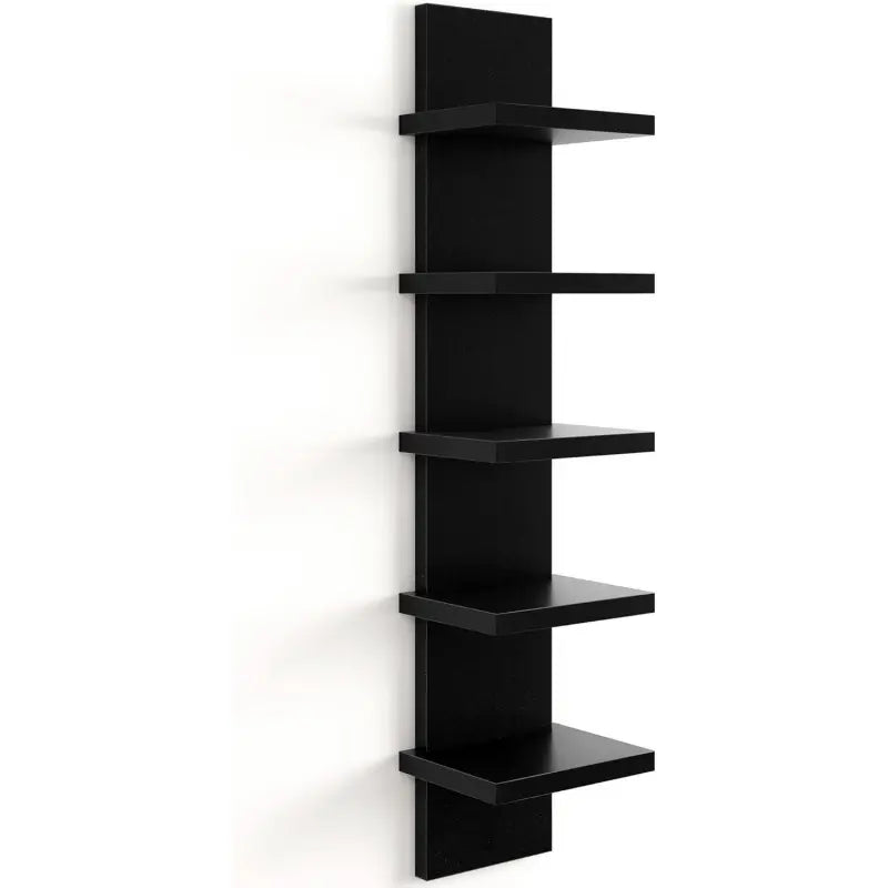 5-Tier MDF Wall Mount Floating Shelf Unit - Decorative Vertical Storage Organizer for Kitchen, Bedroom, Room Decor, Home Decor Items (Black)