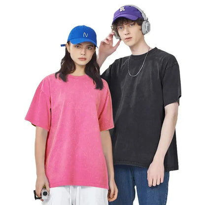 Men'S Cotton T-Shirts Half Short Sleeves Casual Loose Soild Streetwear Tops, Unisex Retro Street T-Shirts, Loose Fit Acid Washed Men'S T Shirts,Summerwins,Father'Sdaygifts,Back to School,Back to School Shopping