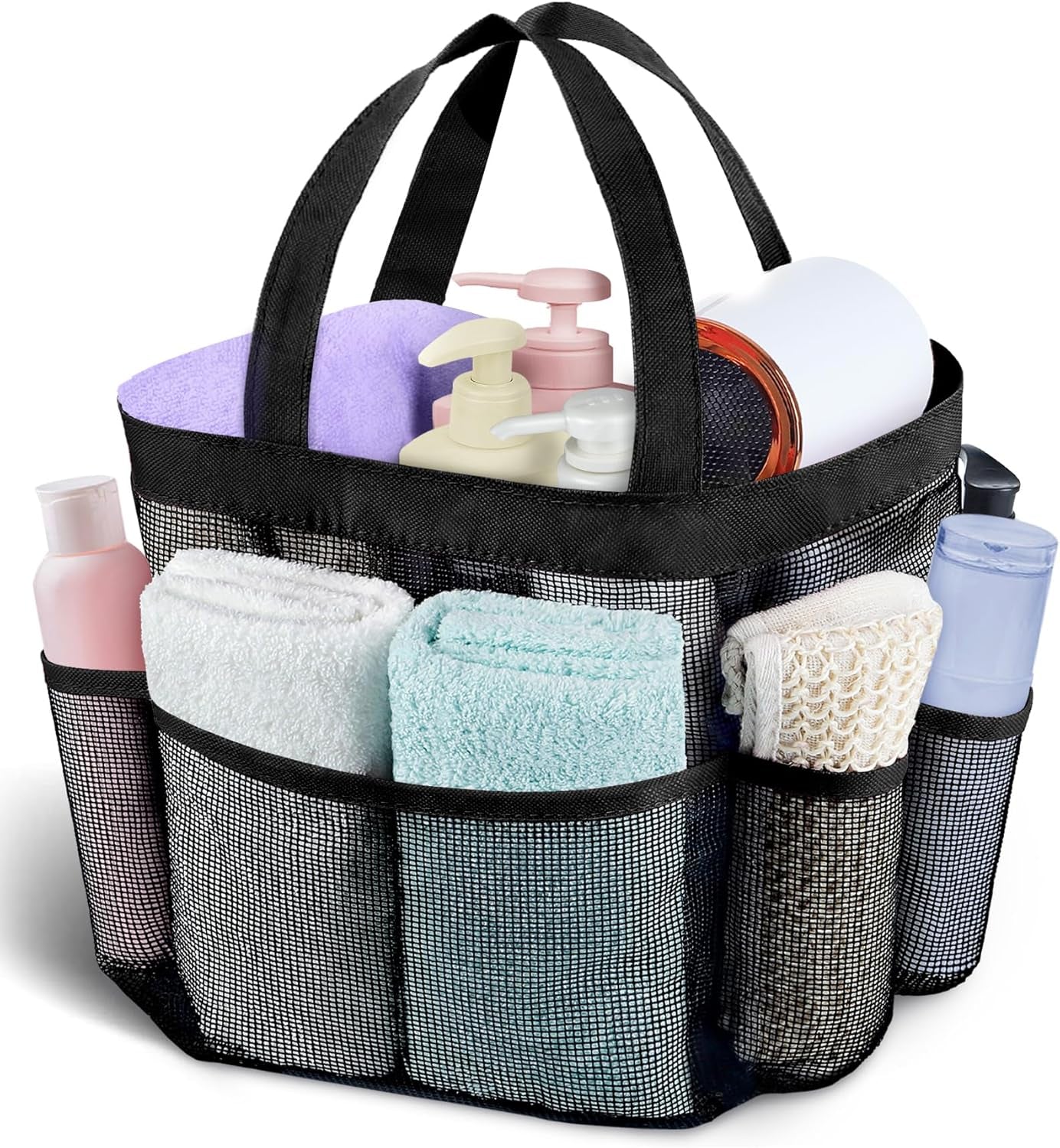 Portable Mesh Shower Caddy with 9 Pockets - Ideal for Dorm Rooms and Camping