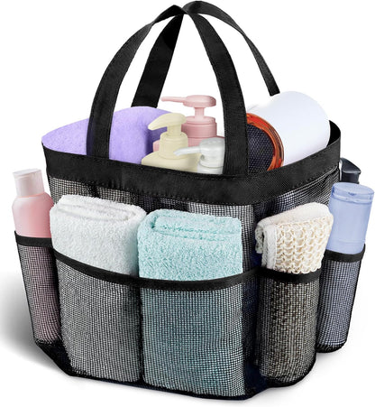 Portable Mesh Shower Caddy with 9 Pockets - Ideal for Dorm Rooms and Camping