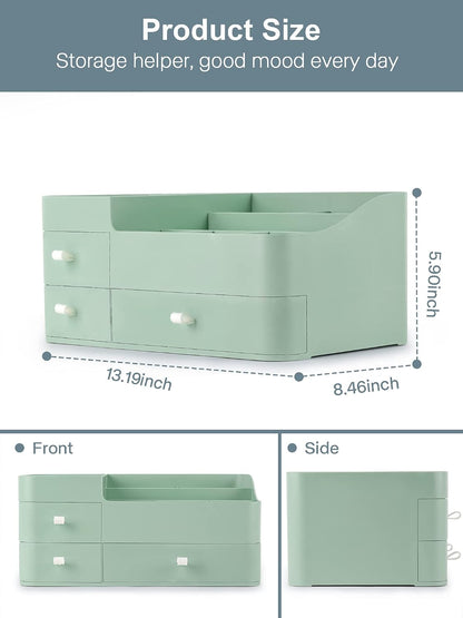 Large Capacity Makeup Organizer with Drawers for Vanity, Bathroom, and Bedroom - Ideal for Skincare, Brushes, Eyeshadows, Lotions, Lipsticks, and Nail Polish