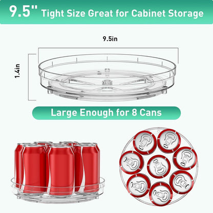 Set of Two 9.5-Inch Non-Skid Lazy Susan Organizers for Cabinet Use