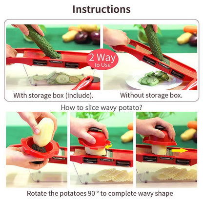 Vegetable Cutter with Steel Blade Slicer Potato Peeler Carrot Cheese Grater Vegetable Slicer Kitchen Accessories