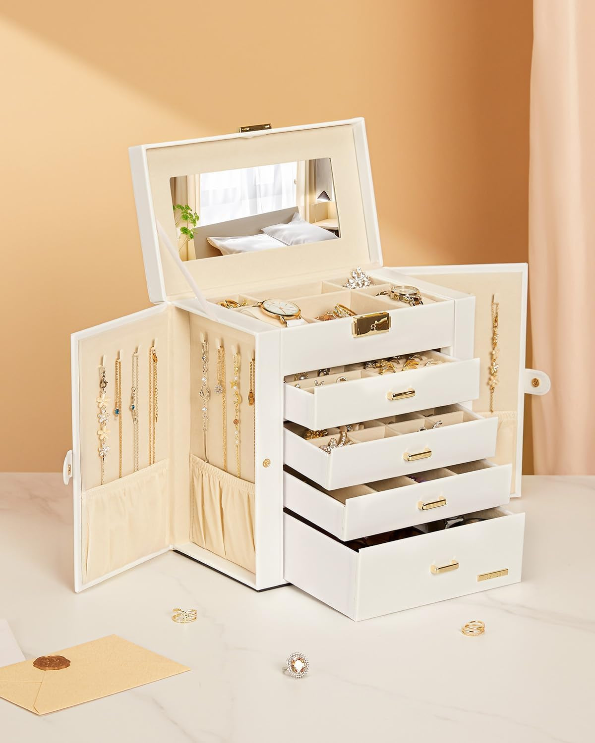 Premium 5-Layer Jewelry Organizer with Lock for Women’s Dresser