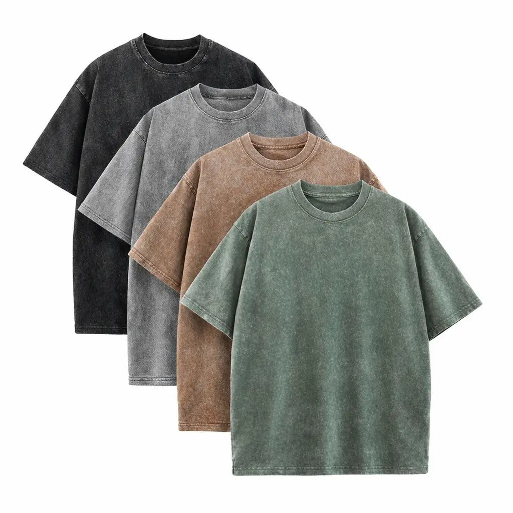 Men'S Cotton T-Shirts Half Short Sleeves Casual Loose Soild Streetwear Tops, Unisex Retro Street T-Shirts, Loose Fit Acid Washed Men'S T Shirts,Summerwins,Father'Sdaygifts,Back to School,Back to School Shopping