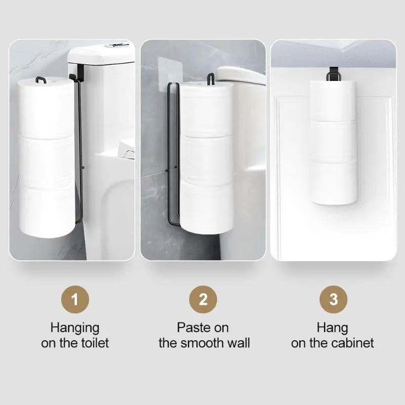 Wall Mounted Toilet Paper Holder, Punch Free Toilet Paper Storage Rack with Towel Bar, Toilet Paper Dispenser Rack, Bathroom Storage Rack for Kitchen & Bathroom, Toilet Paper Organizer, Toilet Paper Roll Holder, Bathroom Gadgets
