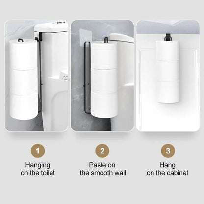 Wall Mounted Toilet Paper Holder, Punch Free Toilet Paper Storage Rack with Towel Bar, Toilet Paper Dispenser Rack, Bathroom Storage Rack for Kitchen & Bathroom, Toilet Paper Organizer, Toilet Paper Roll Holder, Bathroom Gadgets
