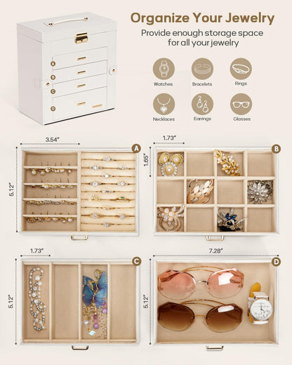 Premium 5-Layer Jewelry Organizer with Lock for Women’s Dresser