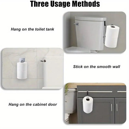 Wall Mounted Toilet Paper Holder, Punch Free Toilet Paper Storage Rack with Towel Bar, Toilet Paper Dispenser Rack, Bathroom Storage Rack for Kitchen & Bathroom, Toilet Paper Organizer, Toilet Paper Roll Holder, Bathroom Gadgets