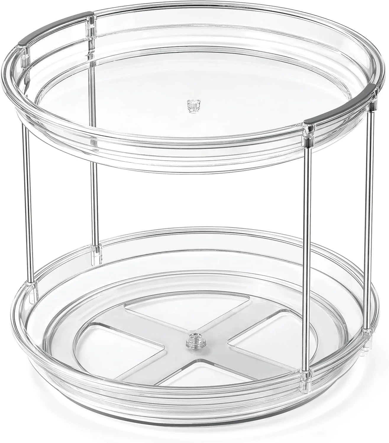 2-Tier Rotating Lazy Susan Turntable Organizer, 9.25'' - Stackable Plastic Storage Solution for Cabinets, Pantries, and Bathrooms