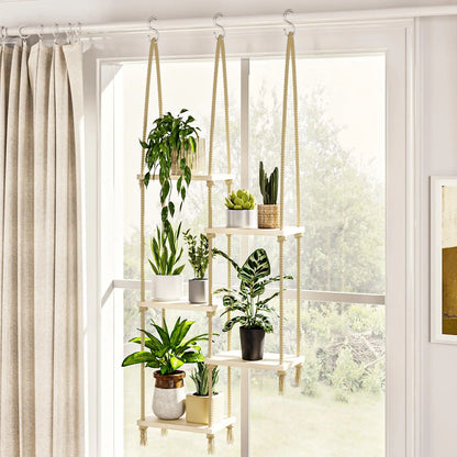 Bamworld Window Plant Shelves Window Sill Plant Shelf Boho Window Shelf for Plants Plant Hanger Wood Plant Stand Wall Shelf Hanging Planters for Indoor Plants Living Room Decor Garden Boho Decor