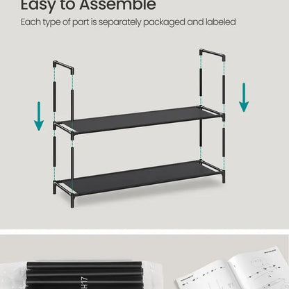 SONGMICS 5-Tier Shoe Rack, Shoe Storage for Hallway Closet, Slim and Space-Saving, Metal Frame, Non-Woven Fabric Shelves