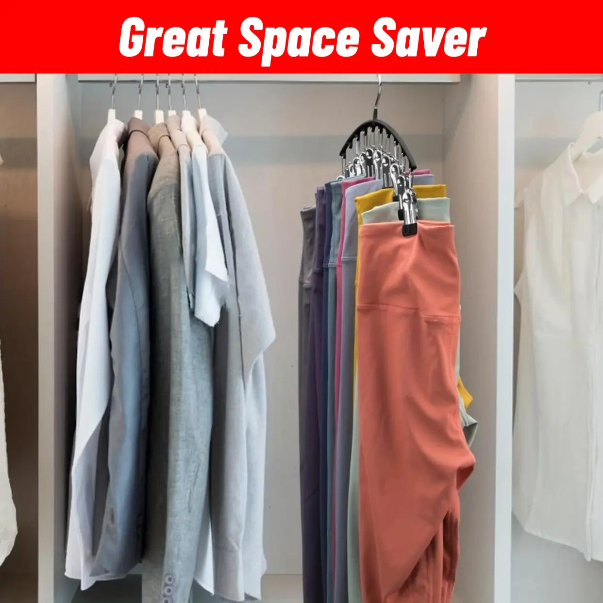 Curved Shape Hanger,10/Pcs Metal Yoga Pants Hanger, Home Organizer for Closet, Pants Hanger with 10Clothespins, Space Saving Hanging Hanger