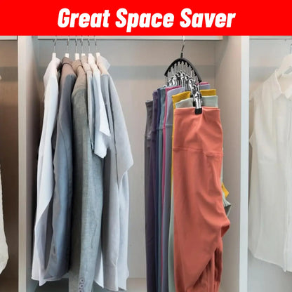 Curved Shape Hanger,10/Pcs Metal Yoga Pants Hanger, Home Organizer for Closet, Pants Hanger with 10Clothespins, Space Saving Hanging Hanger