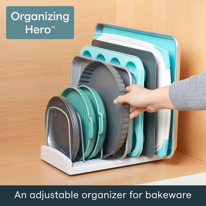 Storemore Adjustable Bakeware Rack with Dividers for Organized Baking Pan Storage