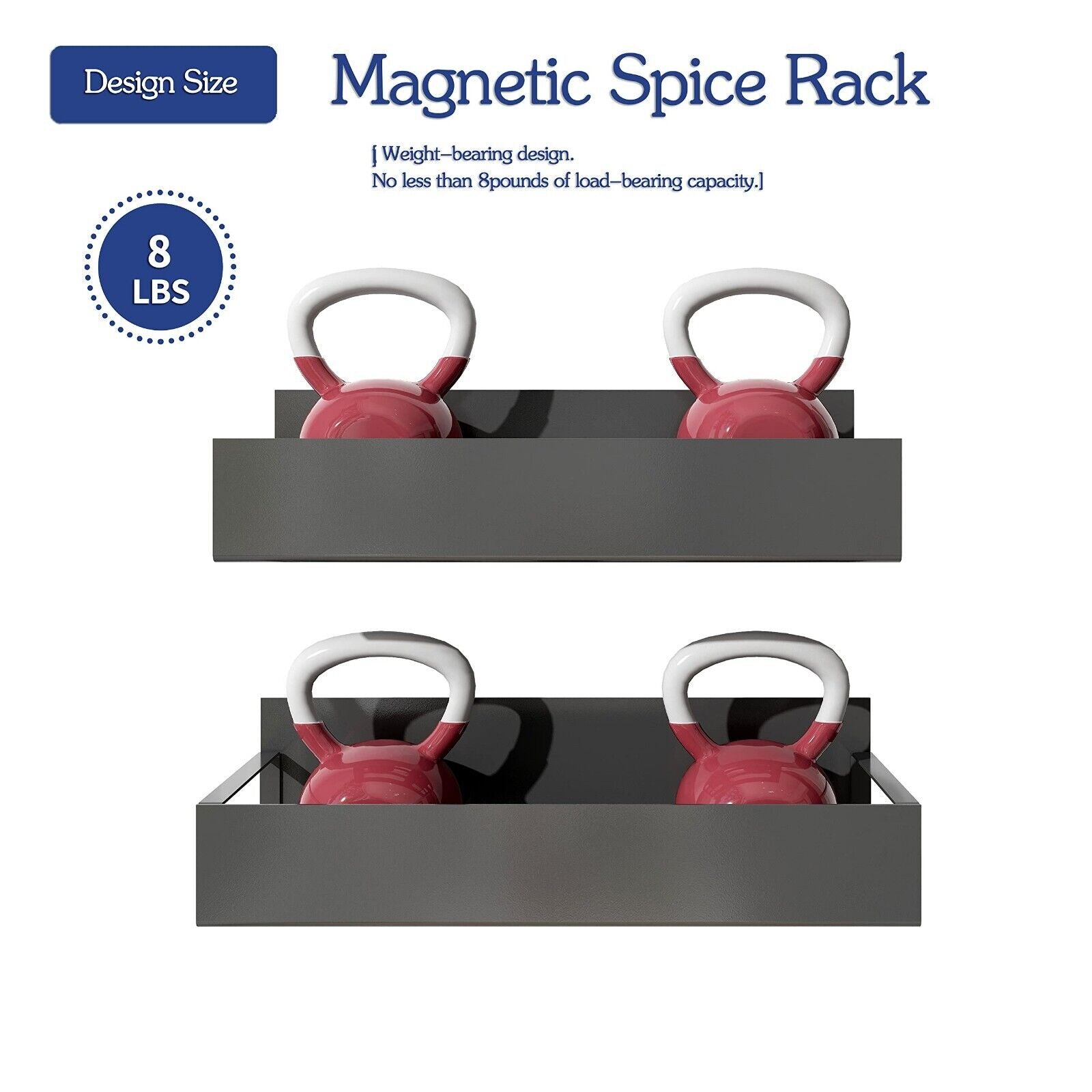 Magnetic Spice Rack Set for Refrigerator - 2 Pack Magnetic Shelves