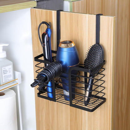 3-In-1 Adjustable Hair Dryer Holder and Tool Organizer for Wall Mounting or Cabinet Doors - Compatible with Flat Irons, Curling Irons, and Hair Straighteners