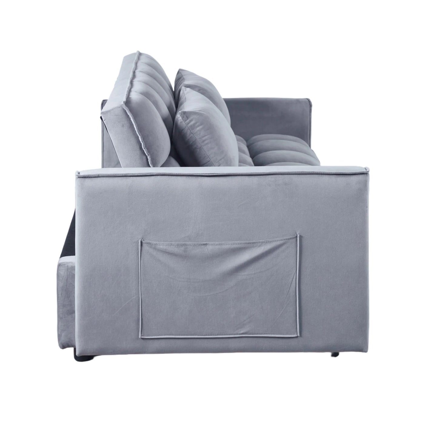 51.1-Inch Velvet Convertible Sofa Bed with Adjustable Backrest - Light Grey Loveseat for Living Room or Office
