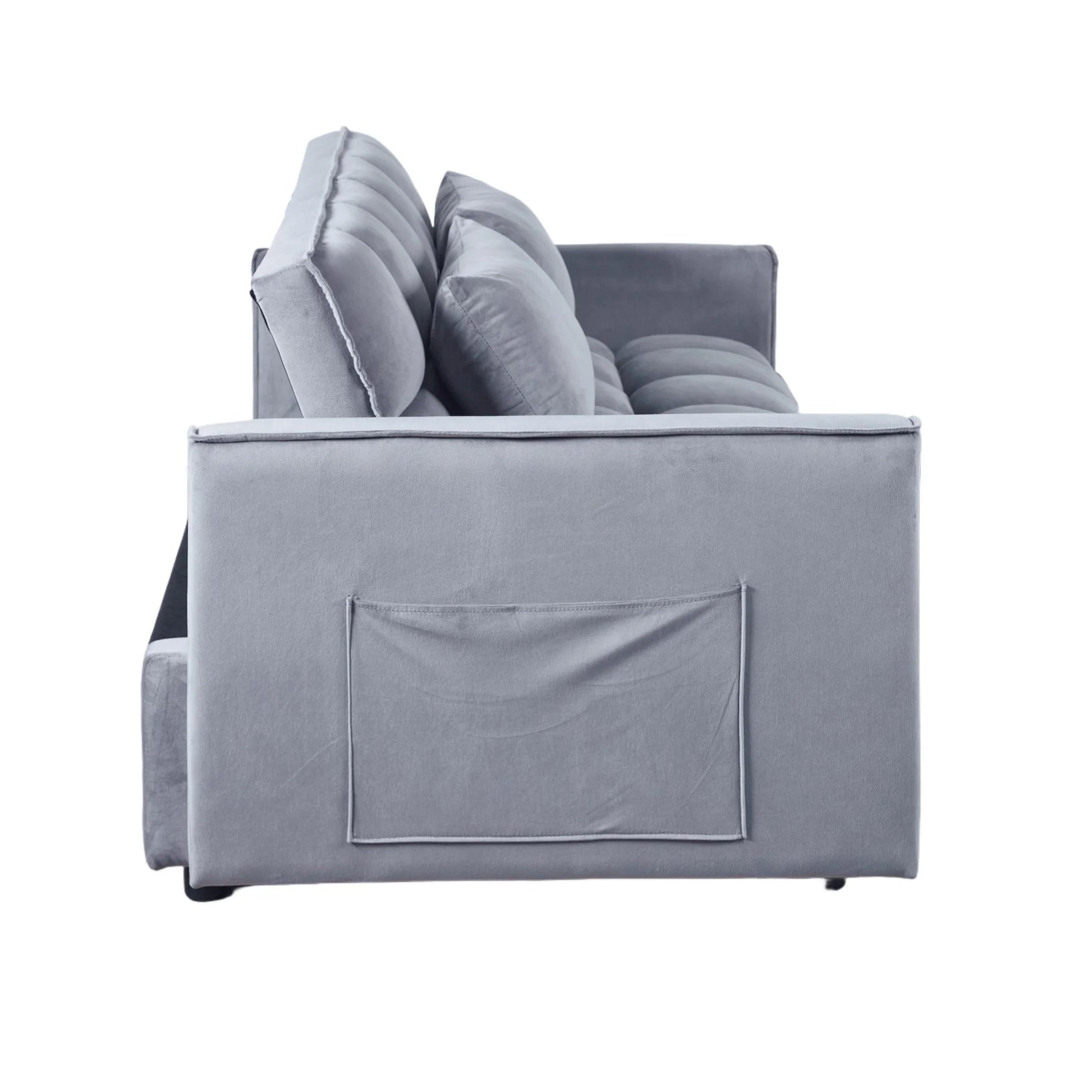 51.1-Inch Velvet Convertible Sofa Bed with Adjustable Backrest - Light Grey Loveseat for Living Room or Office