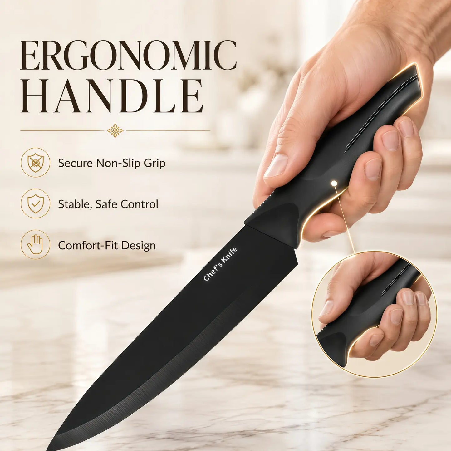 14-Piece Self-Sharpening Stainless Steel Knife Set with Storage Block and Ergonomic Anti-Slip Handles, Dishwasher Safe for Home Kitchen Use