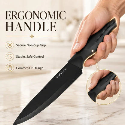 14-Piece Self-Sharpening Stainless Steel Knife Set with Storage Block and Ergonomic Anti-Slip Handles, Dishwasher Safe for Home Kitchen Use