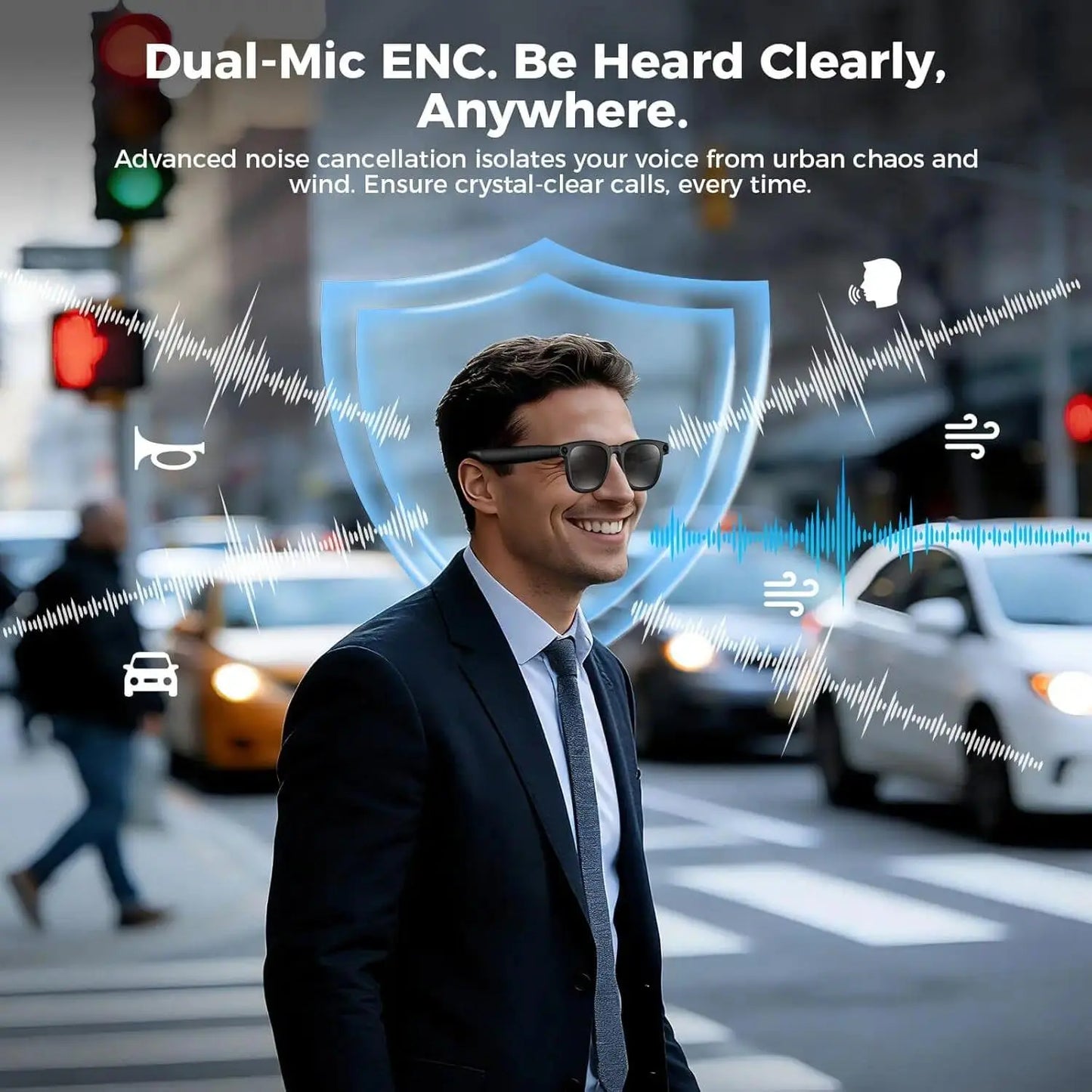 2026 New Wireless Wearable AI Smart Eyewear - 8MP Camera, Photo & Video Recording, Open-Ear HD Audio, Bluetooth Calls & Music, UV Protection, Multi-Language Translation, Button Control, Cool Tech Gadgets for Travel