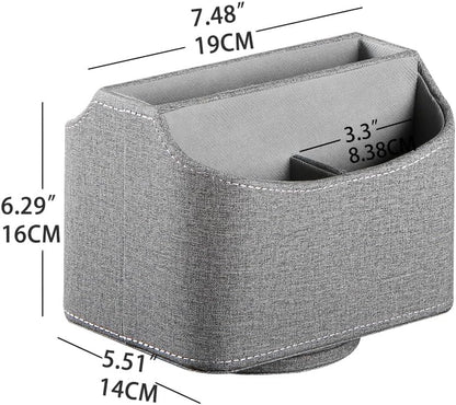 PU Leather 360° Rotatable Remote Control Organizer for Nightstands
