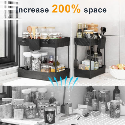 Under-Sink Organizer Set with Hooks and Hanging Cups for Kitchen Storage - 2-Pack