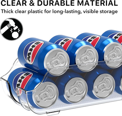 Soda Can Organizer and Dispenser Set for Refrigerator or Pantry, 2-Pack