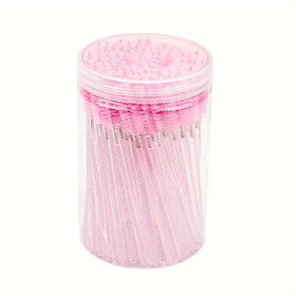 Disposable Eyelash Brush with Container, 40Pcs/Box Mascara Wands for Travel Eyelash Makeup, Portable Makeup Tools, Spoolie Accessories for Eyelash Extensions, Cosmetic Accessory, Makeup Brushes, Eyelash Tools, Cosmetics Makeup Tools