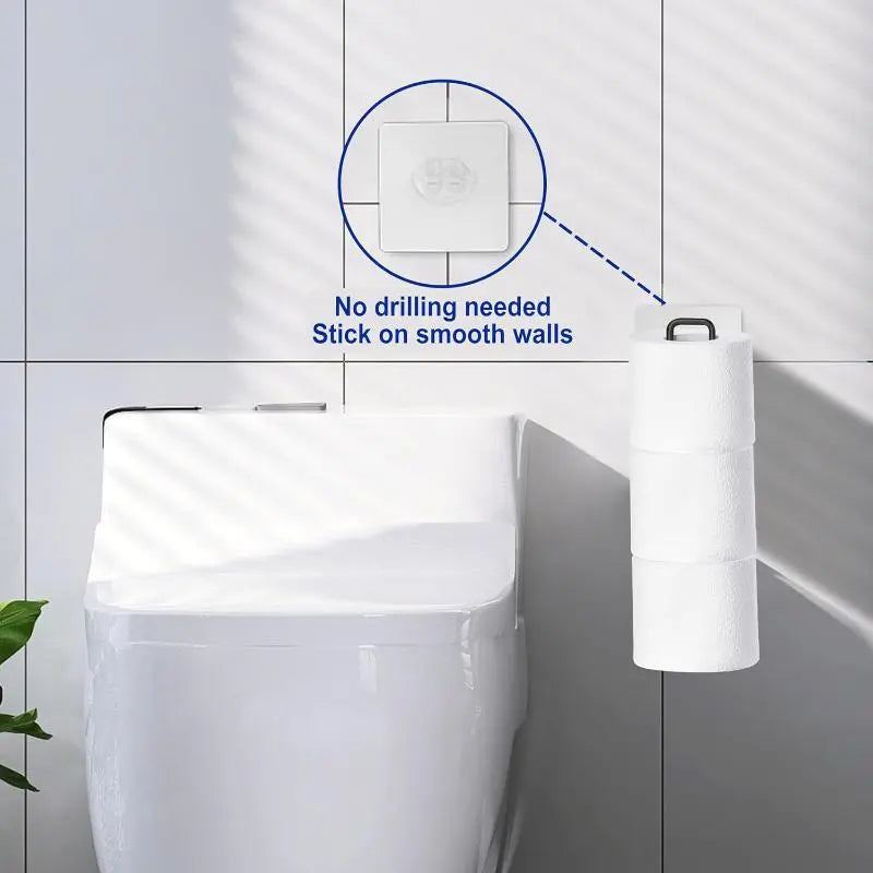 Wall Mounted Toilet Paper Holder, Punch Free Toilet Paper Storage Rack with Towel Bar, Toilet Paper Dispenser Rack, Bathroom Storage Rack for Kitchen & Bathroom, Toilet Paper Organizer, Toilet Paper Roll Holder, Bathroom Gadgets