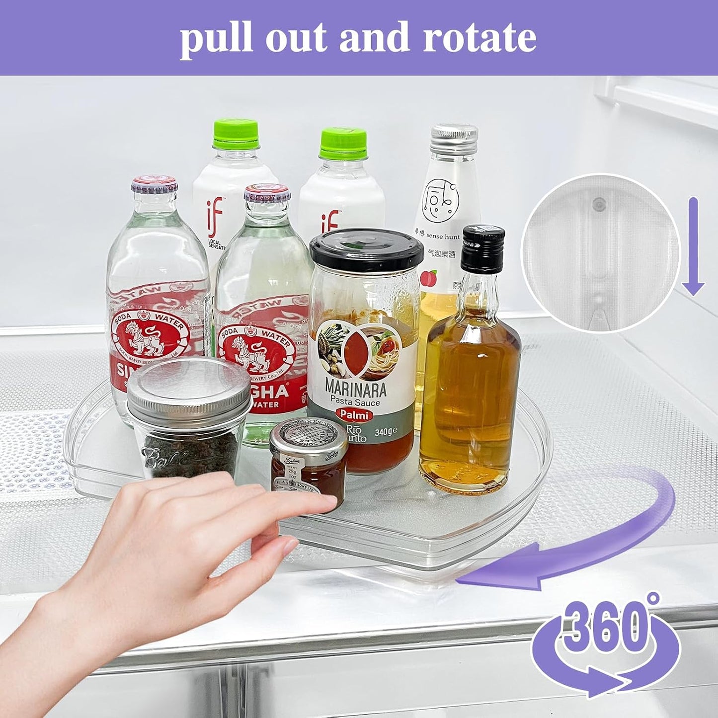 360° Rotating Lazy Susan Turntable Organizer - Versatile 11.8" x 8.7" Rectangular Storage Solution for Refrigerator, Cabinet, Pantry, and Kitchen Countertop