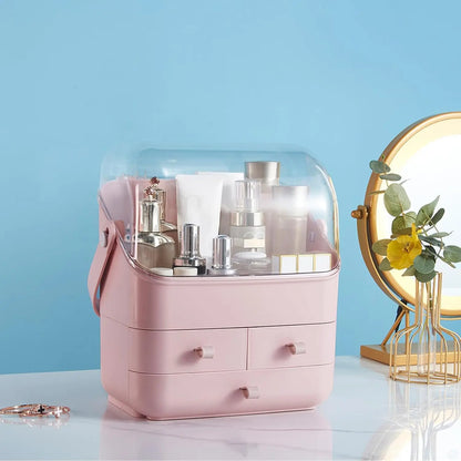 Deluxe Makeup Organizer with Drawers - Elegant Vanity Storage Solution for Makeup and Skincare Products