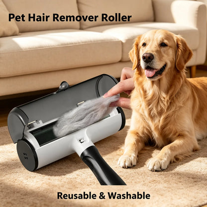 Reusable Pet Hair Removal Roller - Cost-Effective, Self-Cleaning, Portable Dog & Cat Grooming Tool with Lint Remover Mitts for Couch, Furniture, Speeds up Cleaning