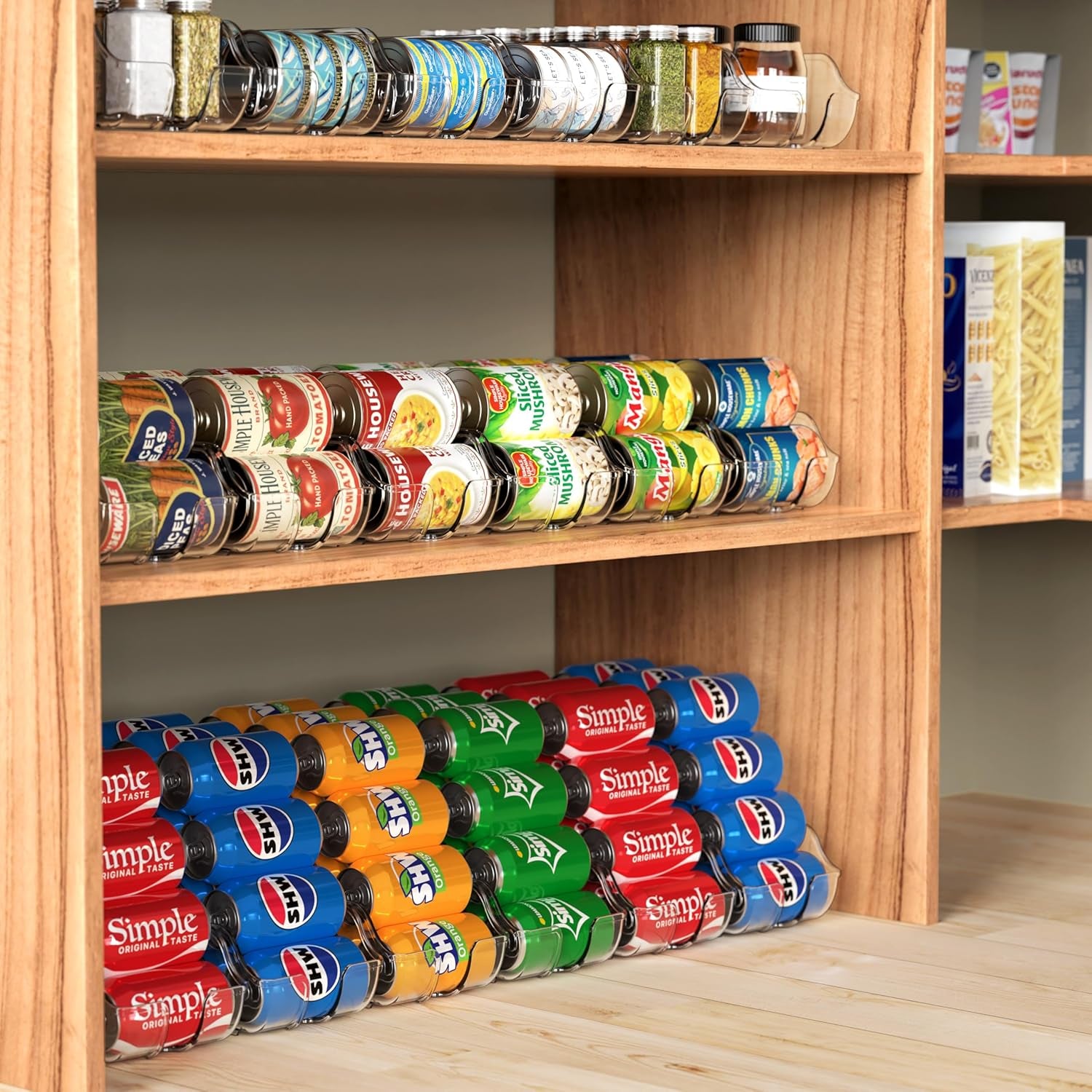 Soda Can Organizer and Dispenser Set for Refrigerator or Pantry, 2-Pack