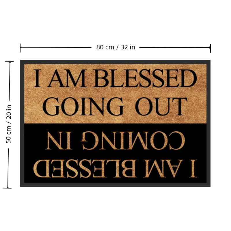 Blessing Letter Pattern Door Mat, Minimalist Indoor Entryway Rug, Creative Small Floor Mat for Living Rooms, Bedrooms, and Dorms – Good Luck Area Rug