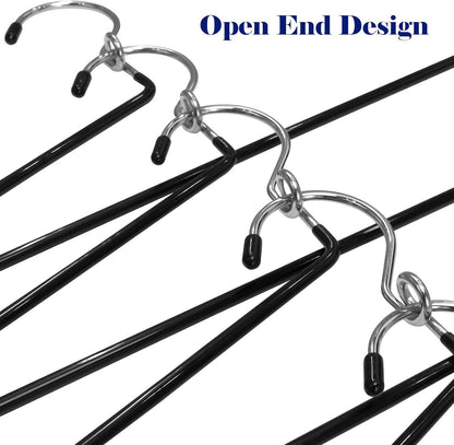 Pants Hangers Space Saving - 20 Pack Non Slip Metal Hangers for Closet Multiple Layers,Open Ended Pants Hangers for Jeans Trouser Slacks (20, Black)
