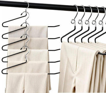Pants Hangers Space Saving - 20 Pack Non Slip Metal Hangers for Closet Multiple Layers,Open Ended Pants Hangers for Jeans Trouser Slacks (20, Black)