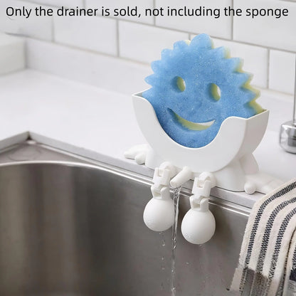 3D Printed Creative Sponge Holder, Fun Decorative Kitchen Sink Organizer, Fits Scrub Daddy Sponge, Funny Desktop Storage Rack for Cleaning Tools, Countertop Caddy