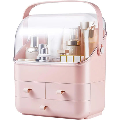 Deluxe Makeup Organizer with Drawers - Elegant Vanity Storage Solution for Makeup and Skincare Products